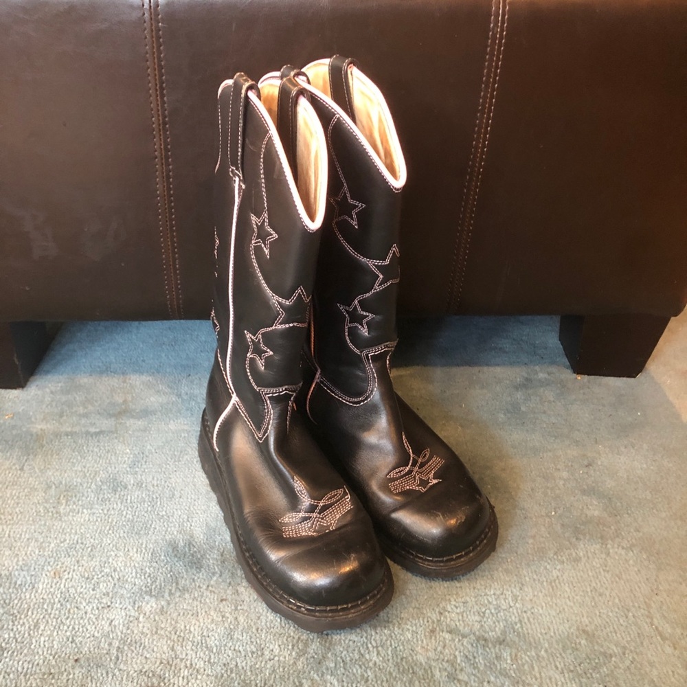 Fluevog Pink Star Cowboy Boots